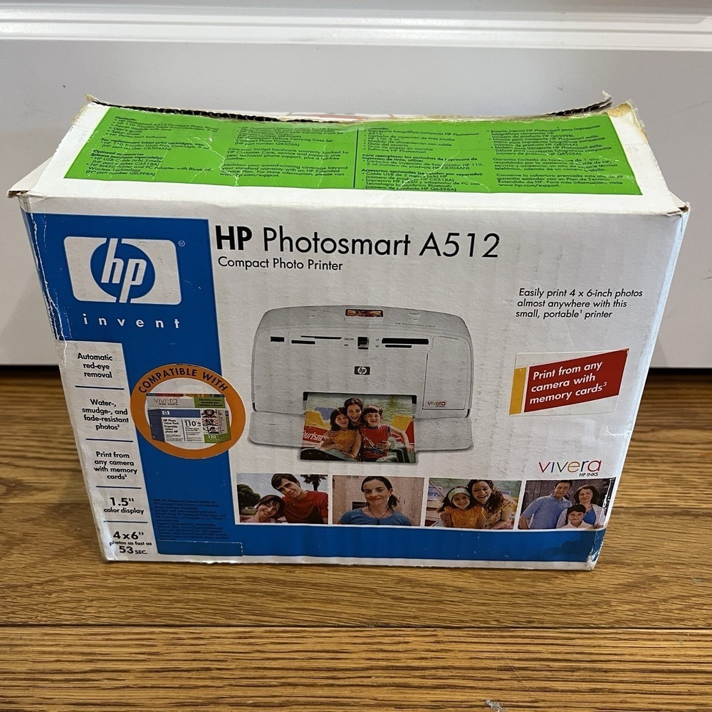 HP Photosmart A512 Compact Photo Printer Portable 4x6 Q7022A White